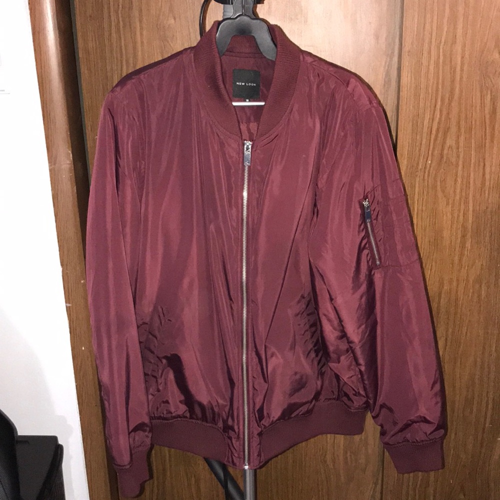 ASOS New Look burgundy bomber jacket
